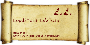 Lopóczi Lúcia névjegykártya